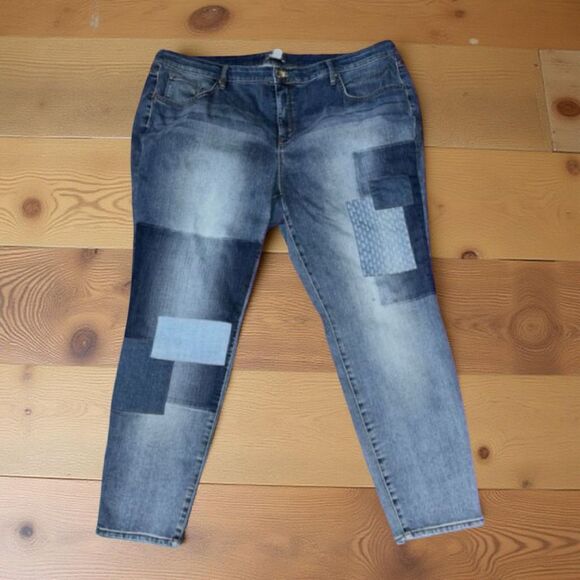Plus Size Martha Stewart Patchwork Mom Jeans Size 24W #200 - Picture 1 of 8